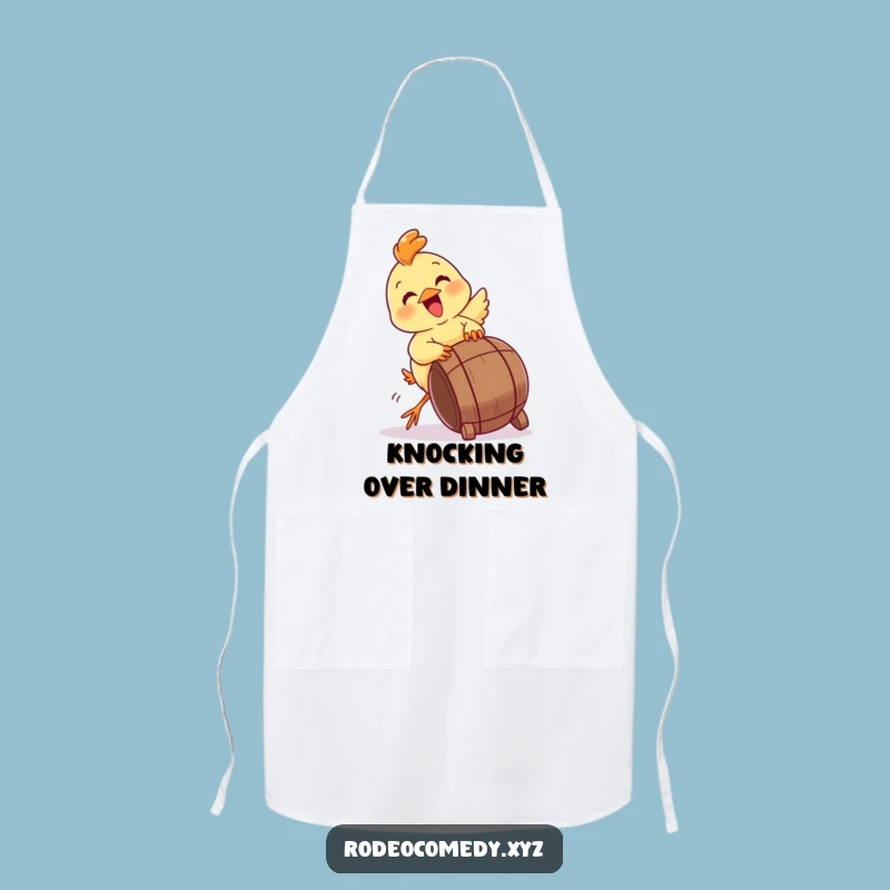 Funny Chick Tipping Barrel Apron - Whimsical Kitchen Helper