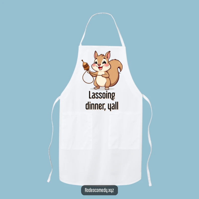 Funny Squirrel Lassoing Tumbleweed Apron - Whimsical Chef's Companion