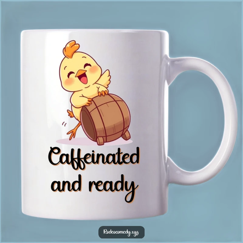 Funny Chick Tipping Barrel Mug - Energetic and Hilarious Baby Bird Gift