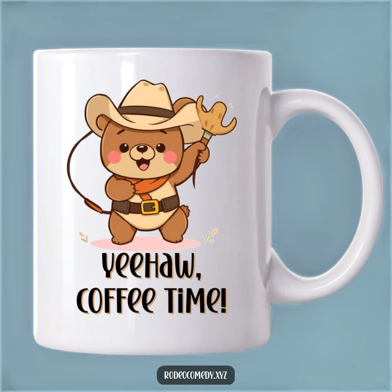 Funny Cowboy Bear Lassoing Tumbleweed Mug: The Perfect Funny Gift for Western Lovers
