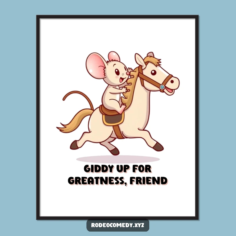 Funny Free Printable Mouse Horse Art: Triumphant Gallop for Downloadable Decor