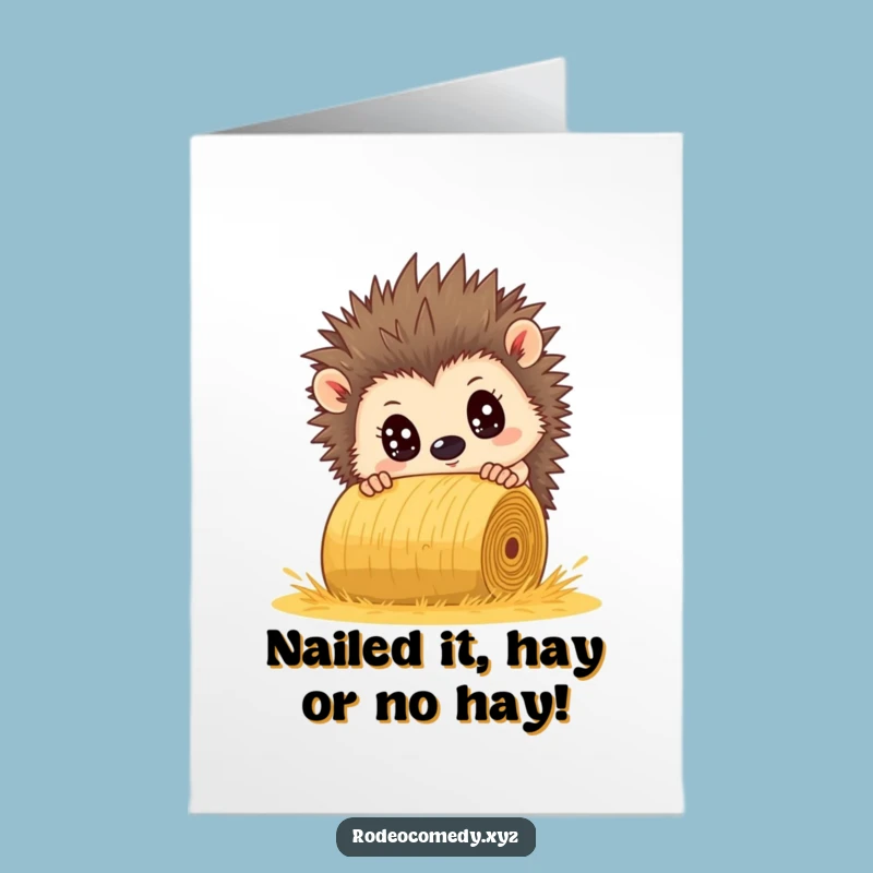 Free Printable Congrats Card: Hedgehog's Close Call, Humorous Downloadable Success Card