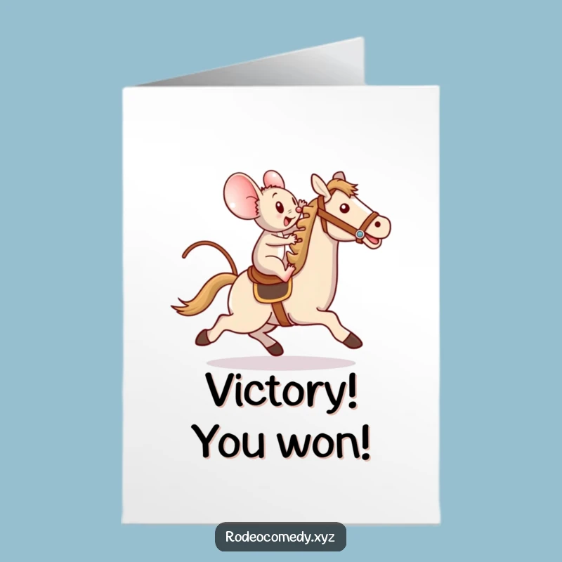 Free Printable Mouse Horse Congrats Card: Triumphant Ride to Success