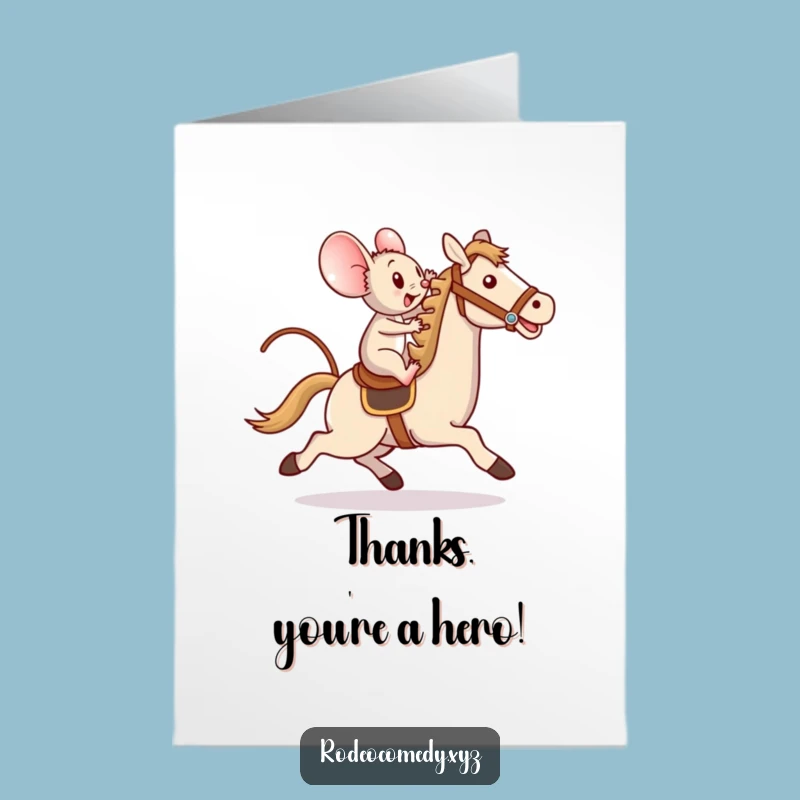 Free Printable Mouse Horse Thank You Card: Galloping Gratitude