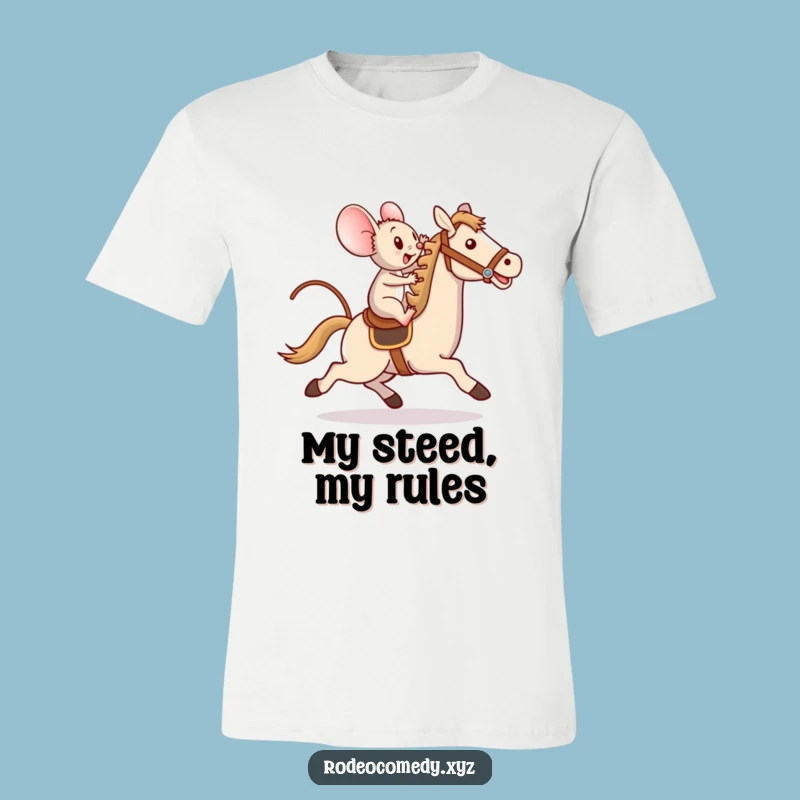 Funny Mouse Toy Horse T-Shirt: Brave Rider's Triumph - Cool Tee Gift